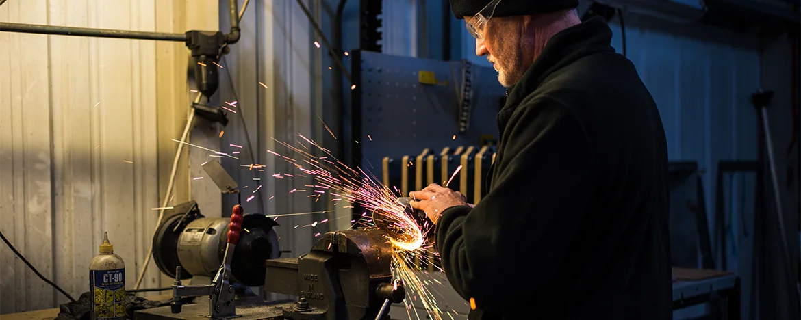 Sparks flying off of grinder